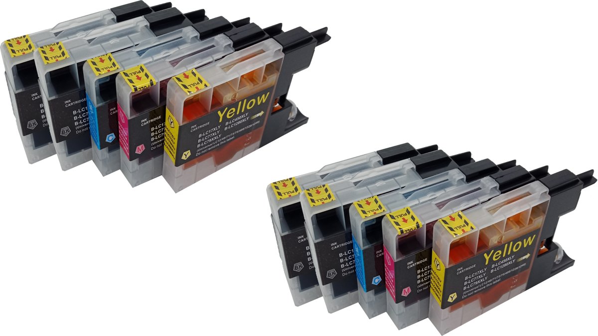 KATRIZ huismerk inkt voor|Brother 1240XL/1280XL| 4x black +2x Cyan +2x Magenta+2x Yellow| (10stuks)